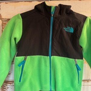 North Face Kids Neon Green and Black Jacket with Hood
